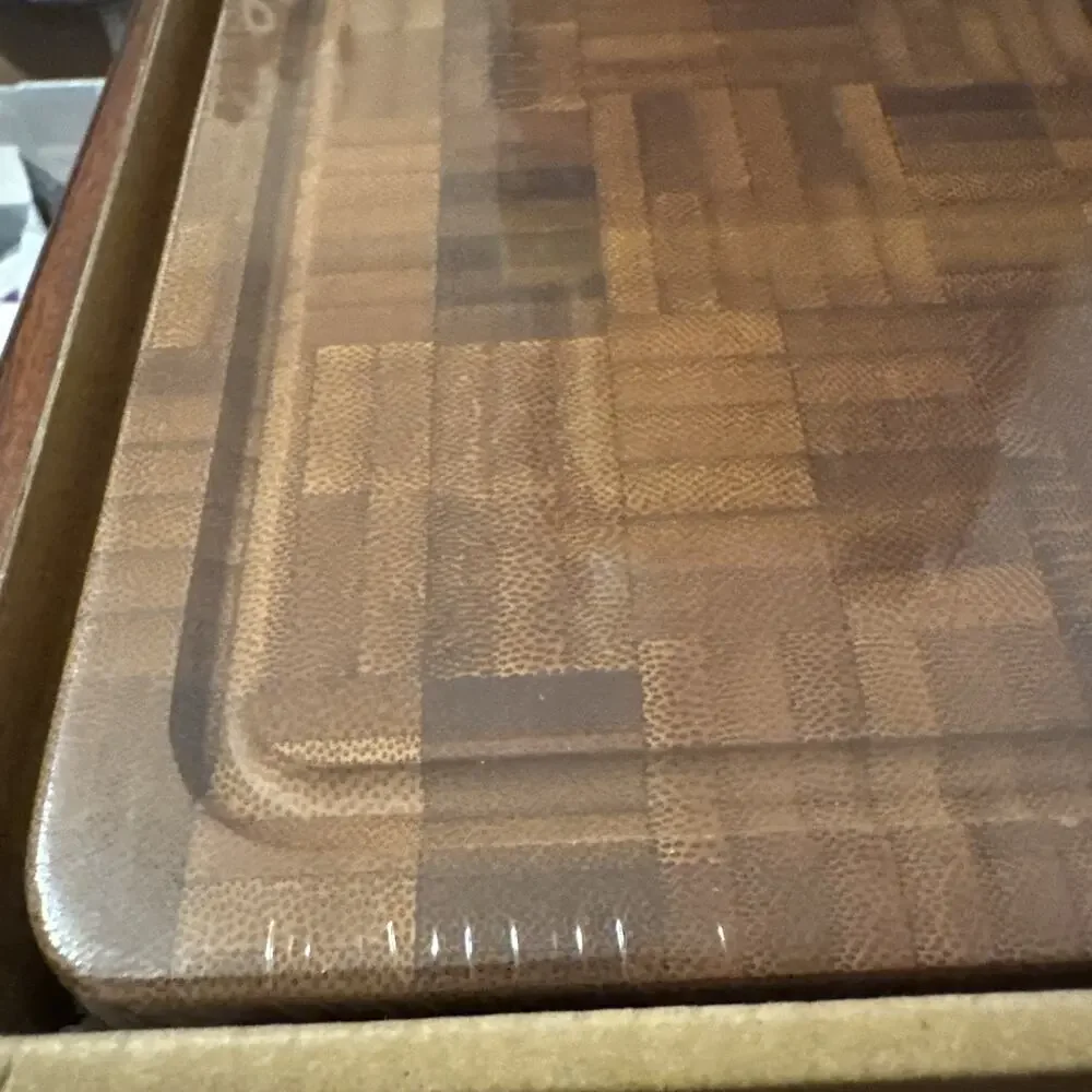 NIB Cactus & Cubby Deep Carbonised End Grain Wood Cutting Board 16.5
